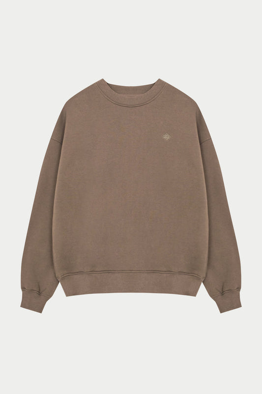 EMBLEM EMBROIDERED SWEATSHIRT - COCOA