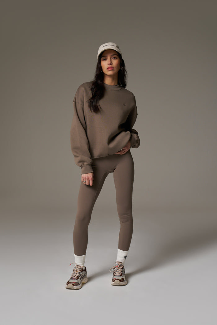 EMBLEM EMBROIDERED SWEATSHIRT - COCOA
