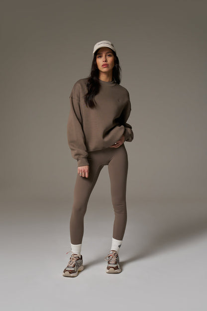 EMBLEM EMBROIDERED SWEATSHIRT - COCOA