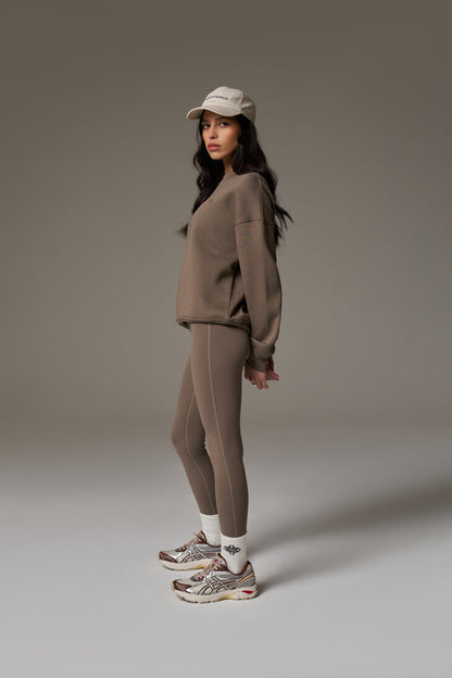 EMBLEM EMBROIDERED SWEATSHIRT - COCOA