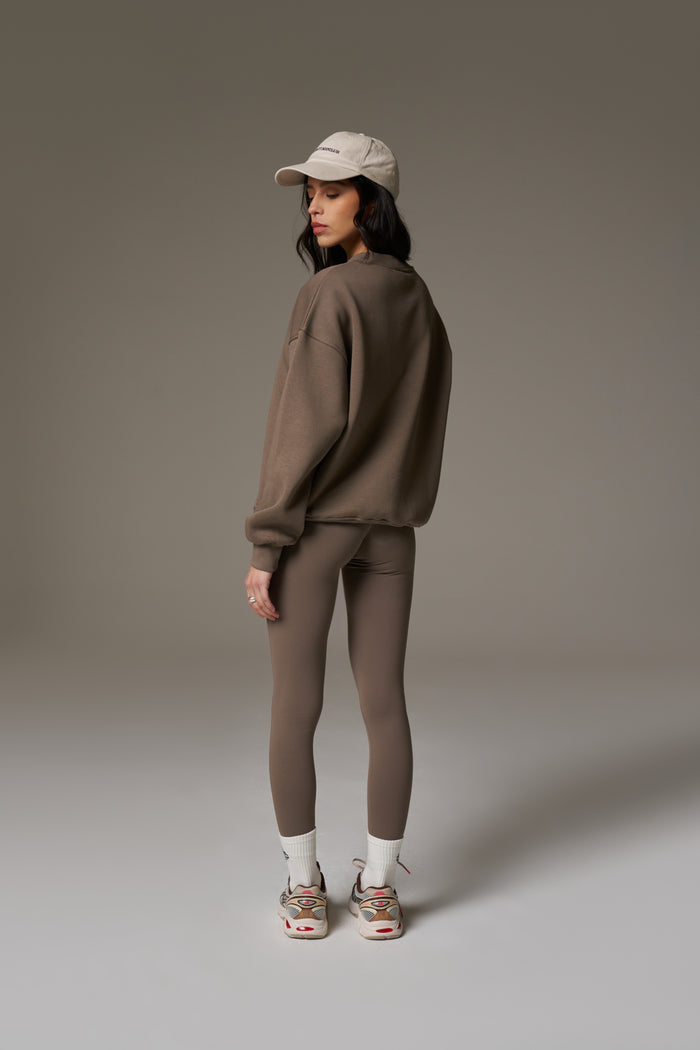 EMBLEM EMBROIDERED SWEATSHIRT - COCOA