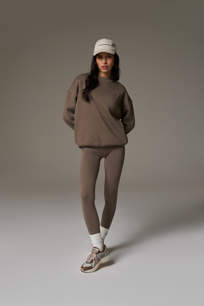 EMBLEM EMBROIDERED SWEATSHIRT - COCOA