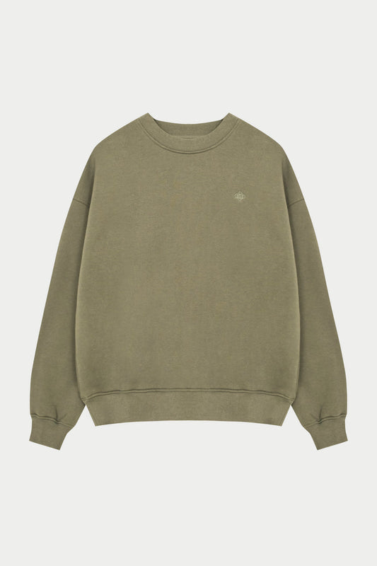 EMBLEM EMBROIDERED SWEATSHIRT - KHAKI