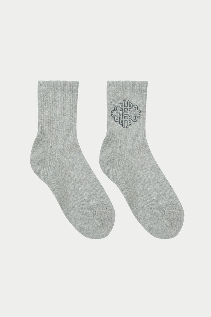 EMBLEM OUTLINE SOCKS - GREY MARL