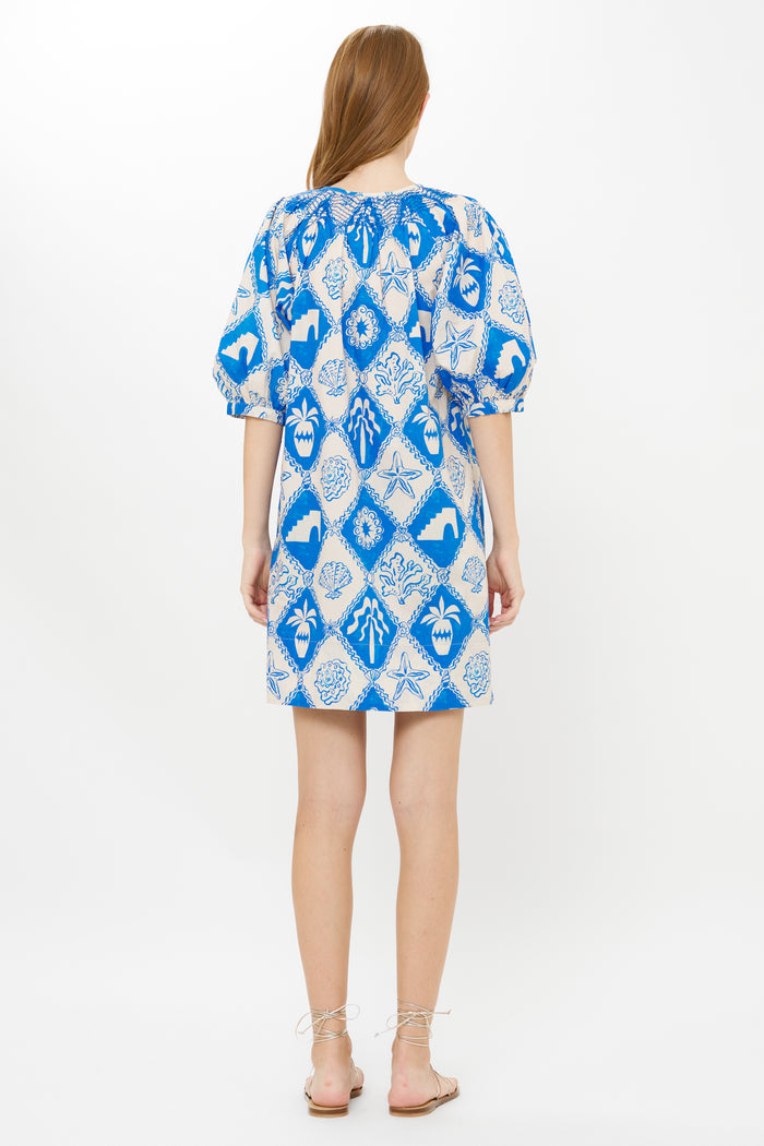 Embroidered Button Mini- Asterias Blue