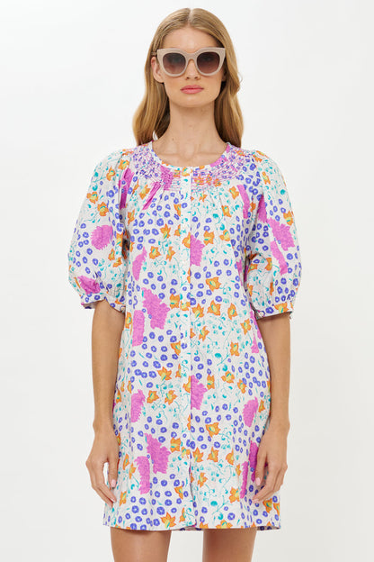 Embroidered Button Mini- Fleur Lilac