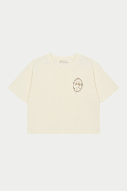 EMBROIDERED PALM GRAPHIC BOXY T-SHIRT - OFF WHITE