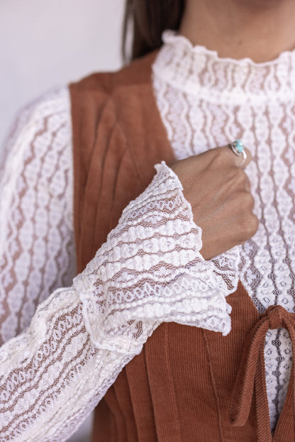 ivory sheer lace layering top
