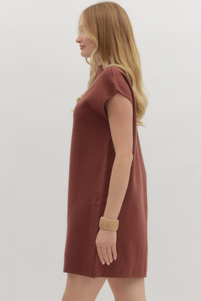 Fall Fascination Chocolate Knit Dress