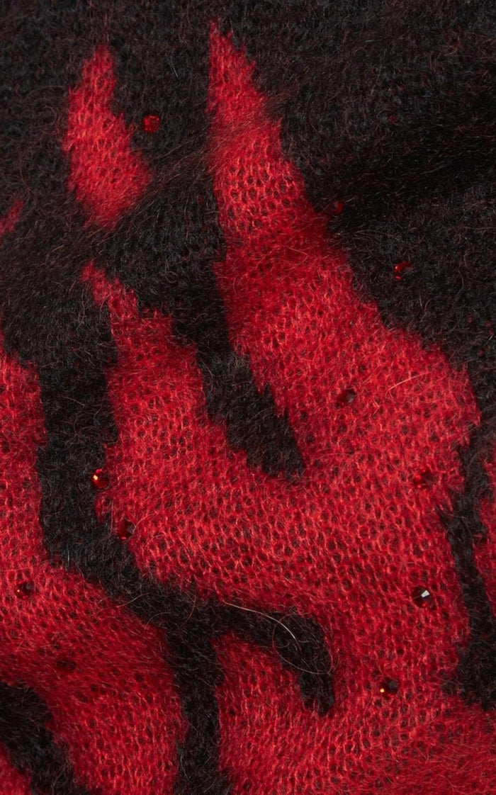 Alessandra Rich Flames Jacquard Knit Crop Top - Runway Catalog