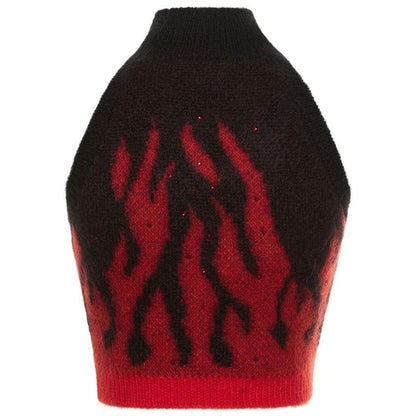 Alessandra Rich Flames Jacquard Knit Crop Top - Runway Catalog