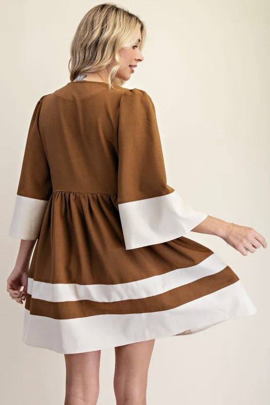 women's thanksgiving brown dress front back