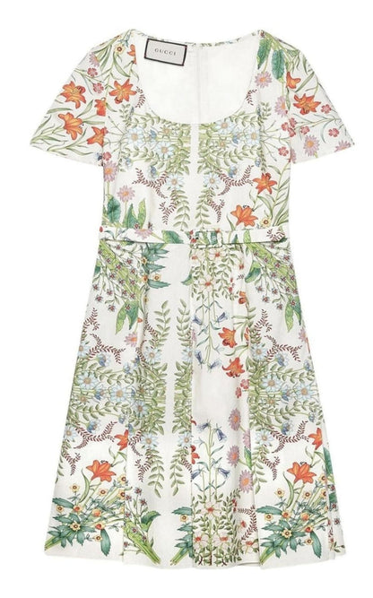 Gucci Flora Print Cotton Midi Dress - Runway Catalog
