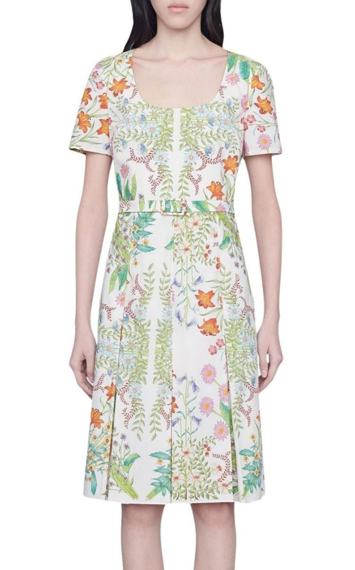 Gucci Flora Print Cotton Midi Dress - Runway Catalog