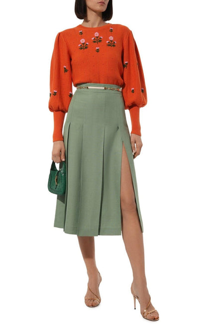 Gucci Floral Embroidered Wool Blend Sweater - Runway Catalog