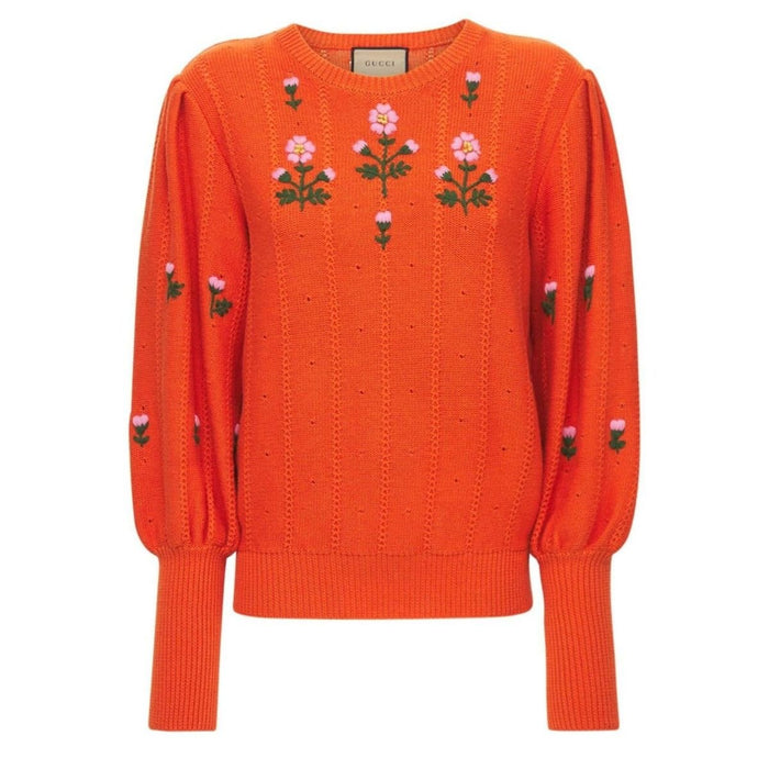 Gucci Floral Embroidered Wool Blend Sweater - Runway Catalog
