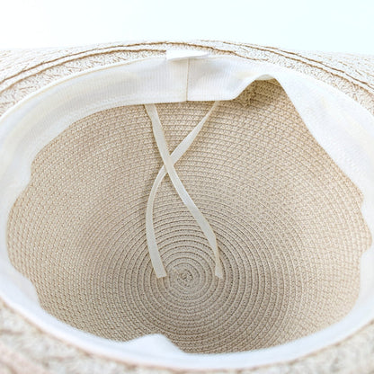 Folding Wide Brim Travel Sun Hat - Pink w/Beaded Band (59cm)