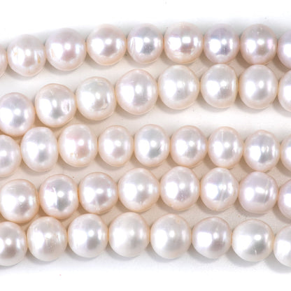 This is a Dakota Stones 10-11mm Freshwater Pearl White Potato Large Gemstone strand of round beads in 8 inch strand.