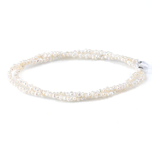 This is a Dakota Stones 3mm Freshwater Pearl White Cispy Potato Gemstone strand of round beads in 15-16 inch strand.