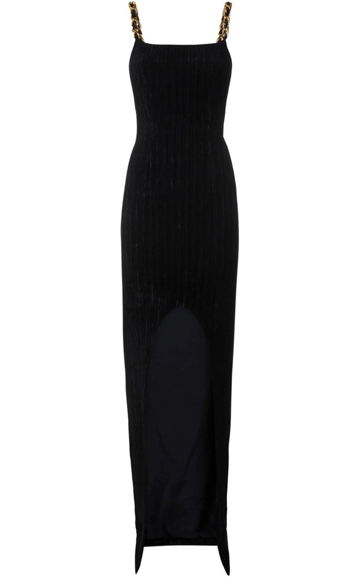Balmain Front Slit Chain Linked Maxi Dress - Runway Catalog