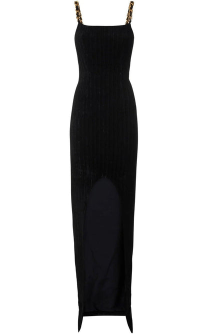 Balmain Front Slit Chain Linked Maxi Dress - Runway Catalog