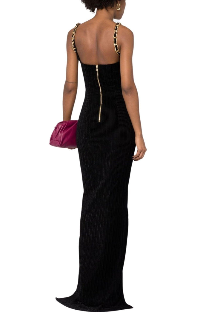 Balmain Front Slit Chain Linked Maxi Dress - Runway Catalog