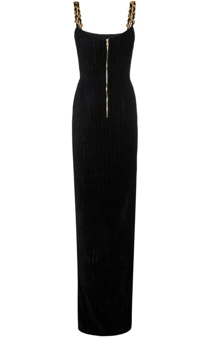 Balmain Front Slit Chain Linked Maxi Dress - Runway Catalog