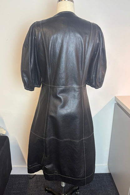 Ganni Leather Midi Dress