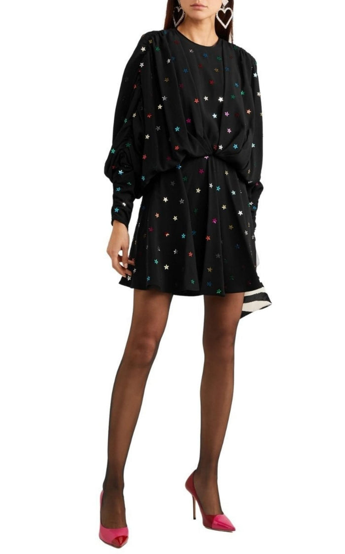 The Attico Gathered Sequin - embellished Crepe De Chine Mini Dress - Runway Catalog