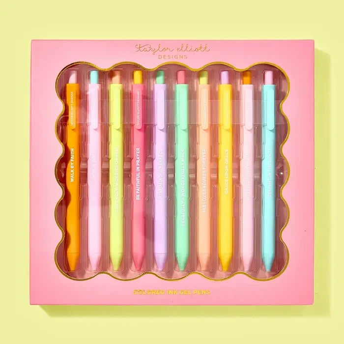 Gel Pen Set - Motivational - Faith - Asst Colors - 10 Pc Set