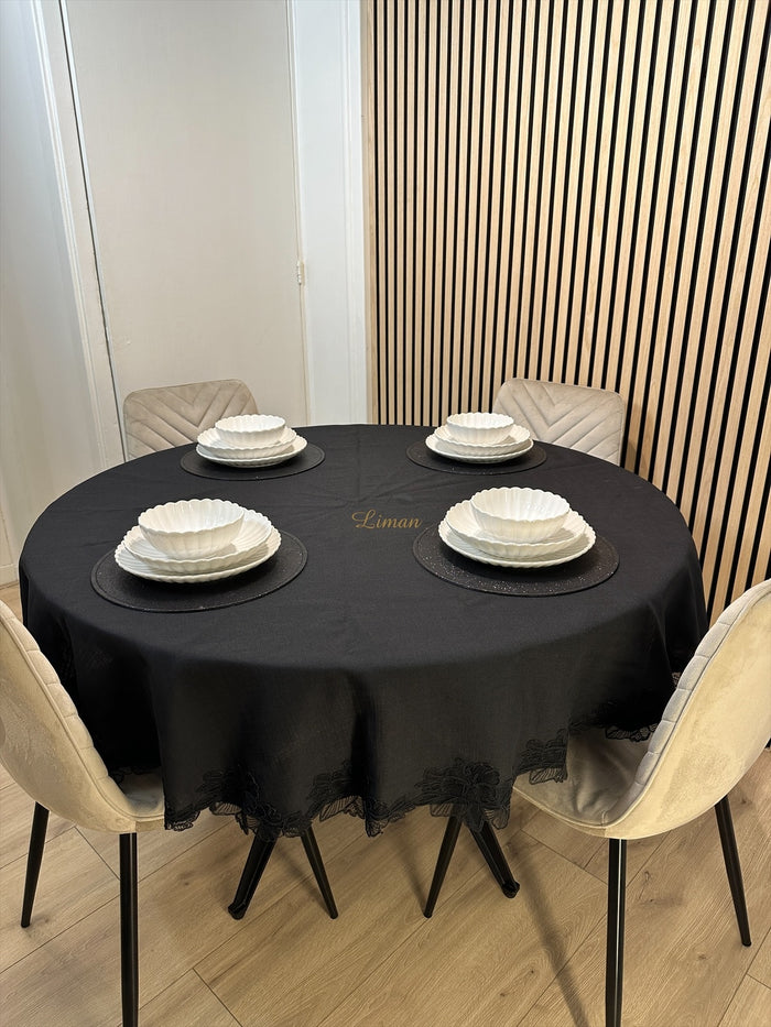 Liman Home Decor - Liman Online Gelincik Tafelkleed Zwart 1 Delig