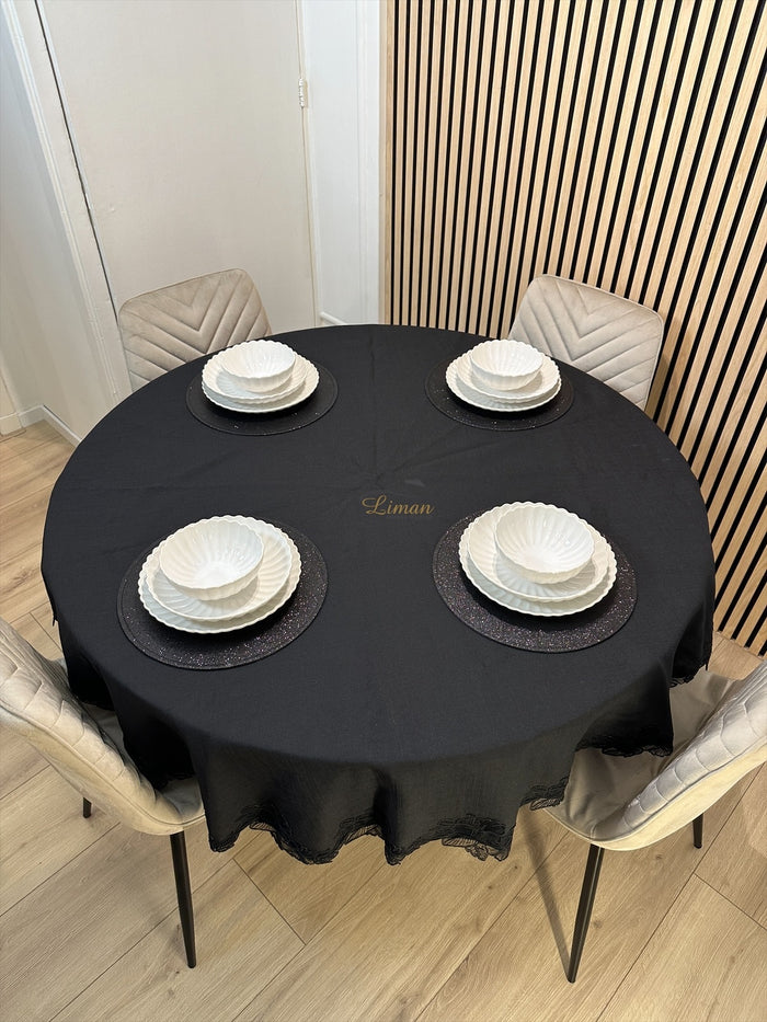 Liman Home Decor - Liman Online Gelincik Tafelkleed Zwart 1 Delig