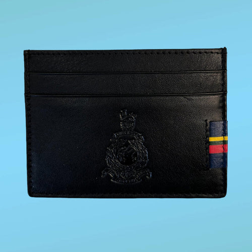 Globe & Laurel Embossed Leather Card Holder - BLACK
