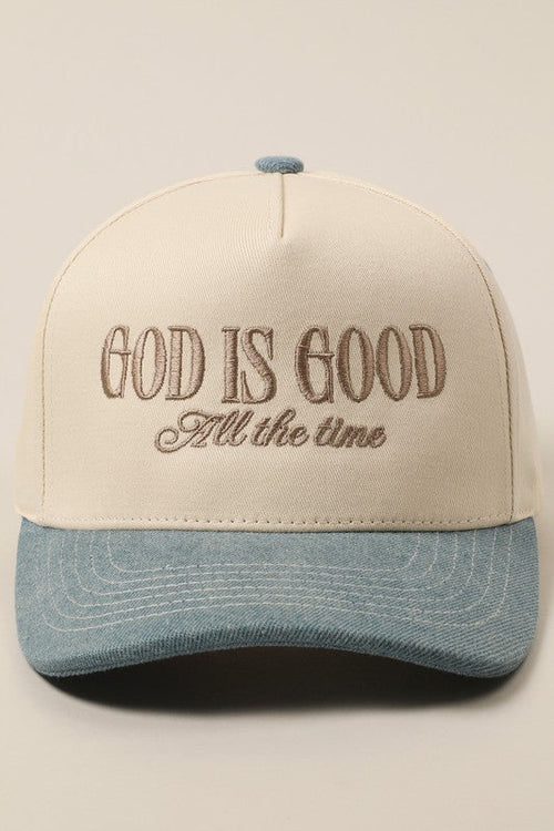 God Is Good Denim Trucker Hat