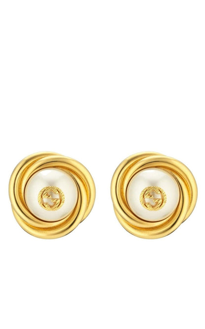 Gucci Gold - tone Double G Faux Pearl Clip - on Earrings - Runway Catalog