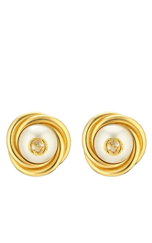 Gucci Gold - tone Double G Faux Pearl Clip - on Earrings - Runway Catalog