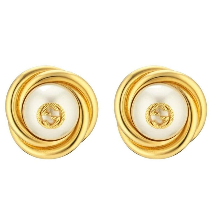 Gucci Gold - tone Double G Faux Pearl Clip - on Earrings - Runway Catalog
