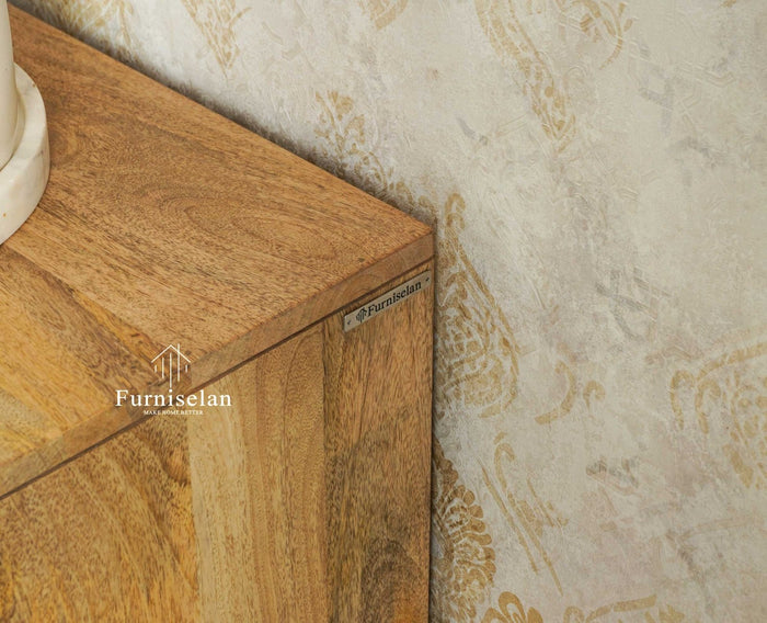 Greece Wooden Two Drawer Bedside Table Nightstand Furniselan Natural Finish