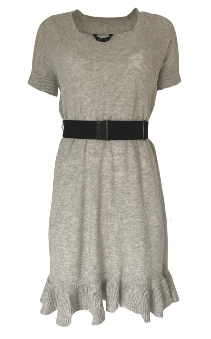 BCBGMAXAZRIA Grey Ruffle Cashmere Blend Dress - Runway Catalog