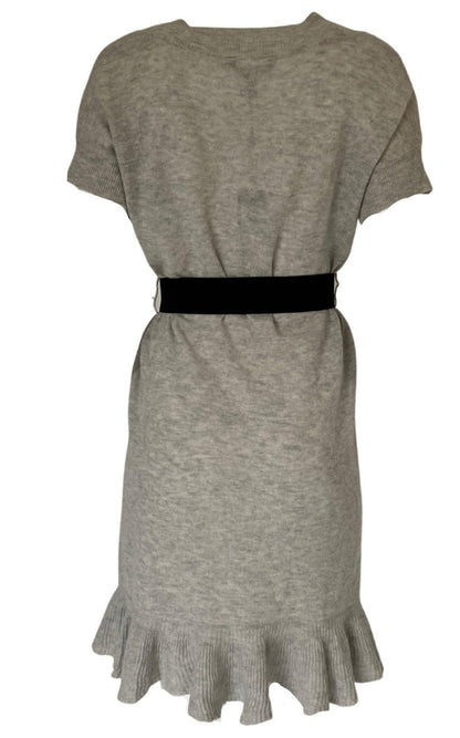 BCBGMAXAZRIA Grey Ruffle Cashmere Blend Dress - Runway Catalog