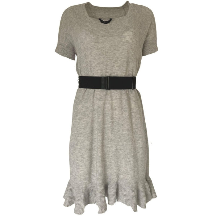 BCBGMAXAZRIA Grey Ruffle Cashmere Blend Dress - Runway Catalog