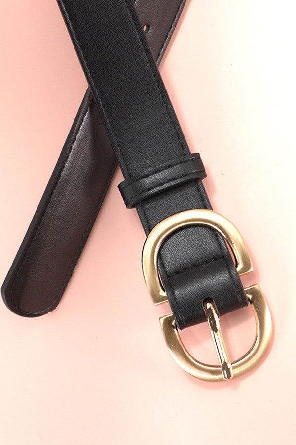 double buckle leather black belt