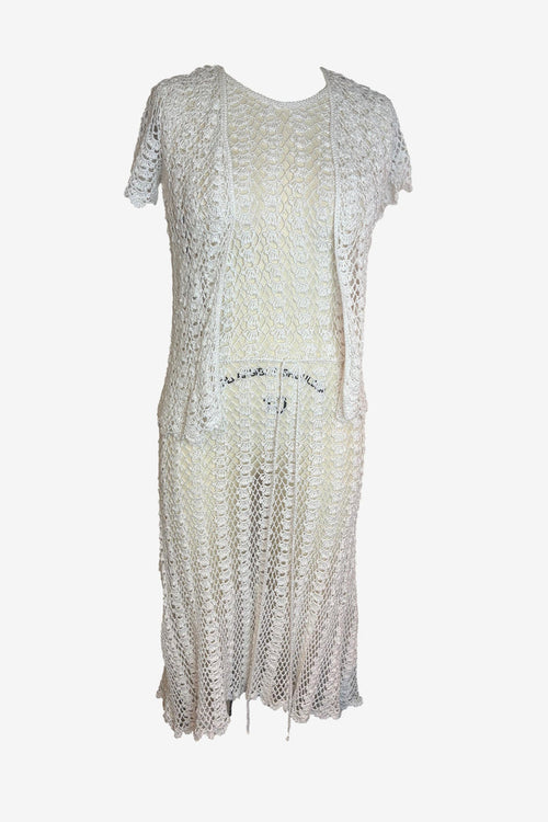 Hand Crochet Cotton Sheath Midi Dress Set