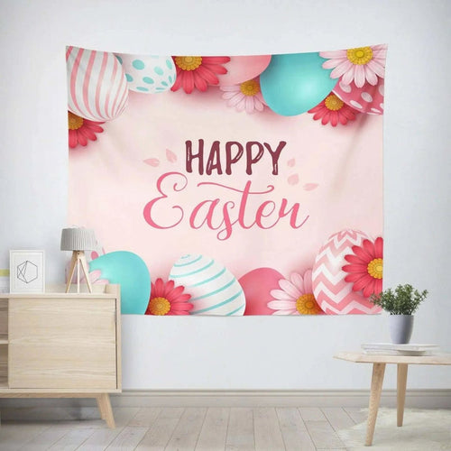 Hanging Cloth Easter Tapestry - Vibrant Cartoon Square Landscape Design - 95x73, 130x150, 150x150 - DiyCraftsProject