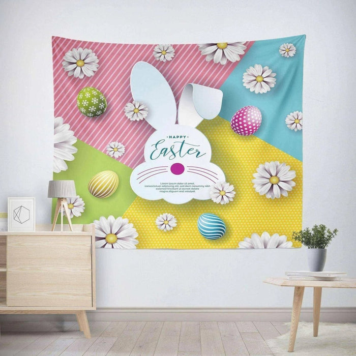 Hanging Cloth Easter Tapestry - Vibrant Cartoon Square Landscape Design - 95x73, 130x150, 150x150 - DiyCraftsProject