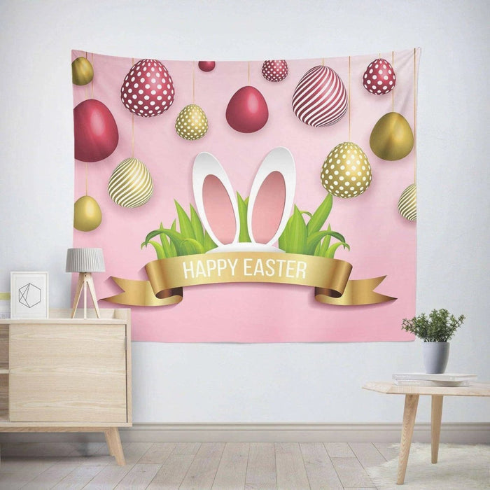 Hanging Cloth Easter Tapestry - Vibrant Cartoon Square Landscape Design - 95x73, 130x150, 150x150 - DiyCraftsProject