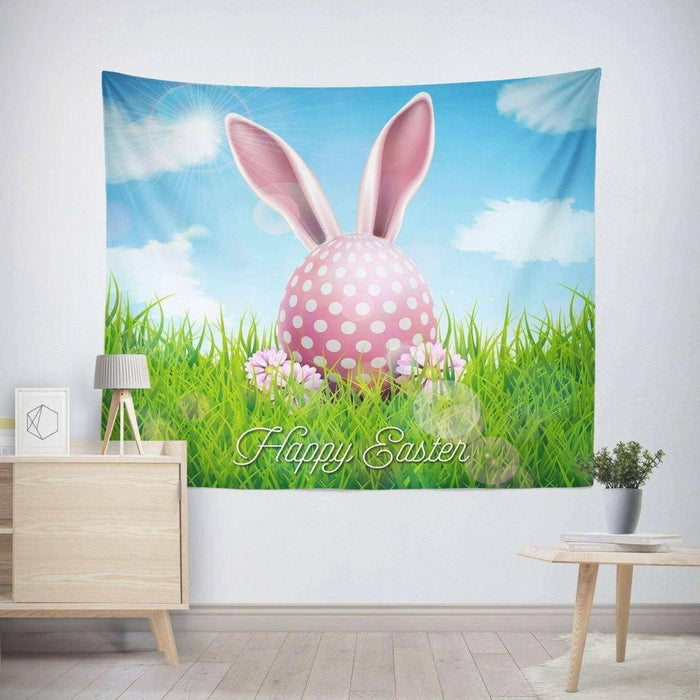 Hanging Cloth Easter Tapestry - Vibrant Cartoon Square Landscape Design - 95x73, 130x150, 150x150 - DiyCraftsProject