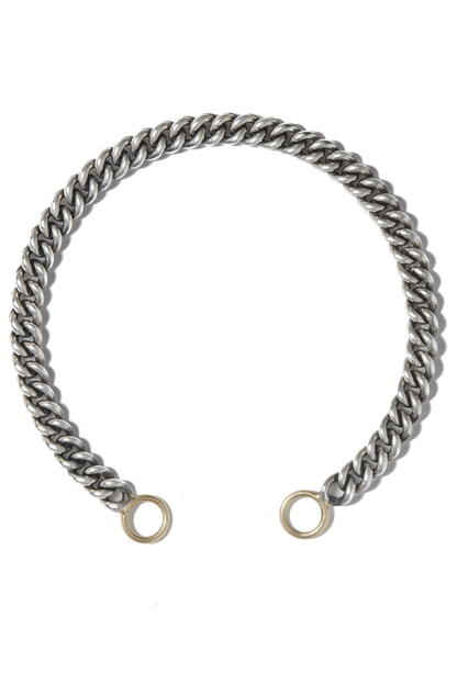 Heavy Curb Chain - Sterling Silver Chain w/ Yellow Gold Loops