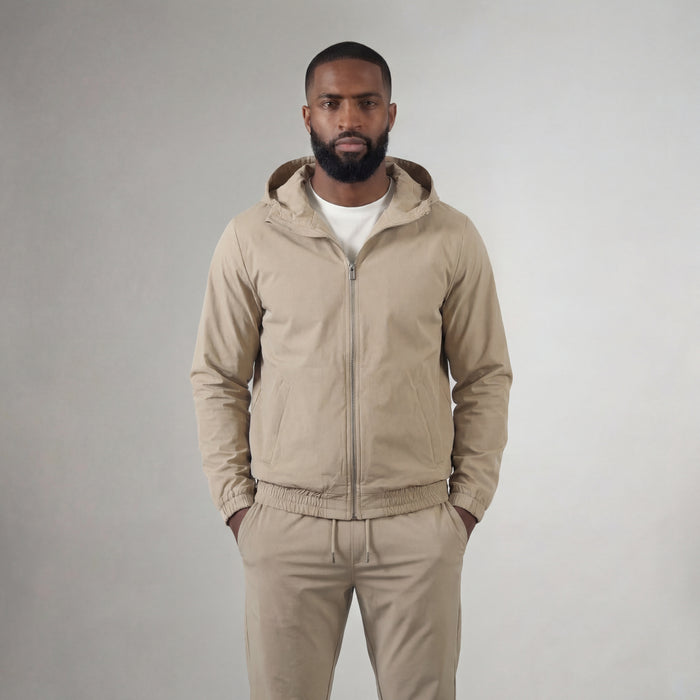 HOODED BEIGE TECH SUIT
