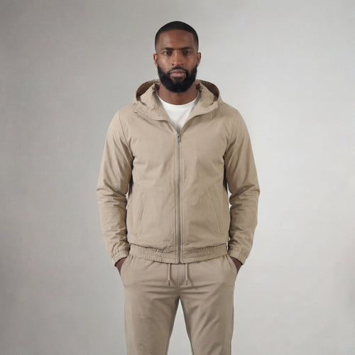 HOODED BEIGE TECH SUIT